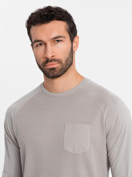 Ombre Clothing Férfi szürke pamut hosszú ujjú póló