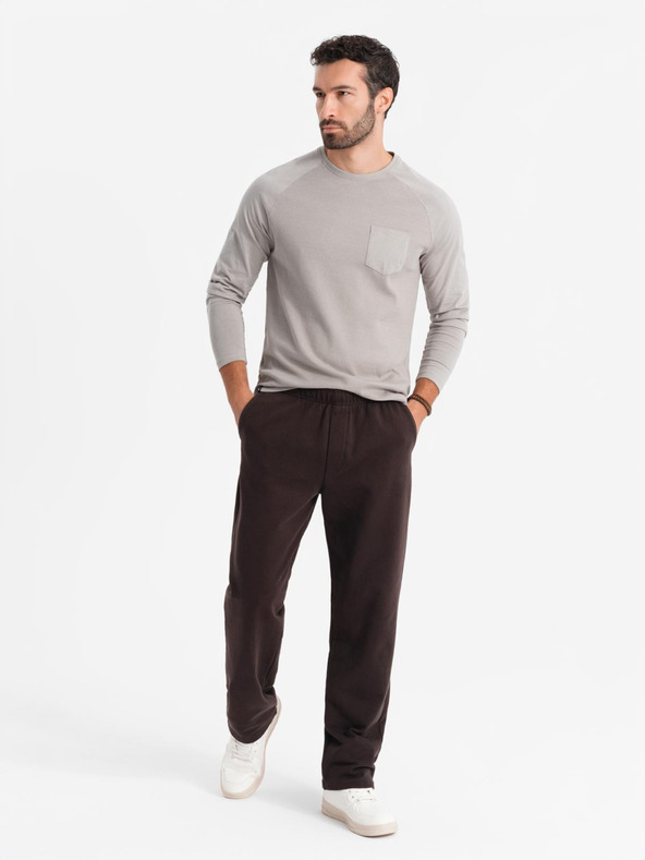 Ombre Clothing Férfi szürke pamut hosszú ujjú póló