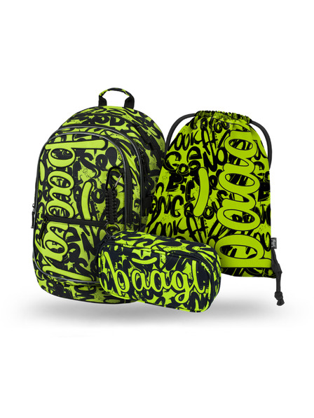 BAAGL  BAAGL 3 SZETT Core Lime: hátizsák, tolltartó, tasak