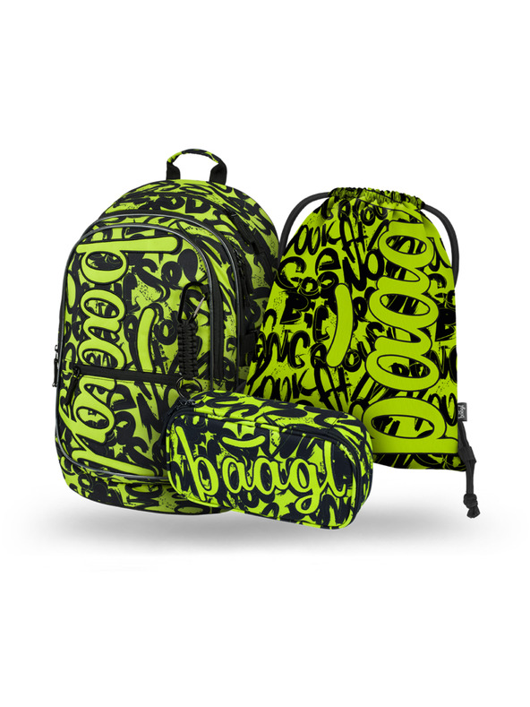 BAAGL  BAAGL 3 SZETT Core Lime: hátizsák, tolltartó, tasak
