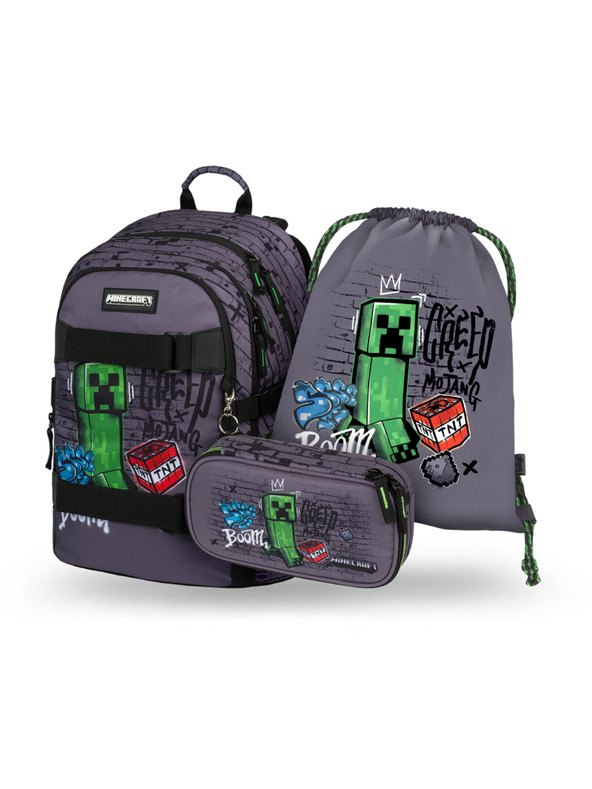 BAAGL  BAAGL SZETT 3 Skate Minecraft TNT: Hátizsák, Tolltartó, Zacskó