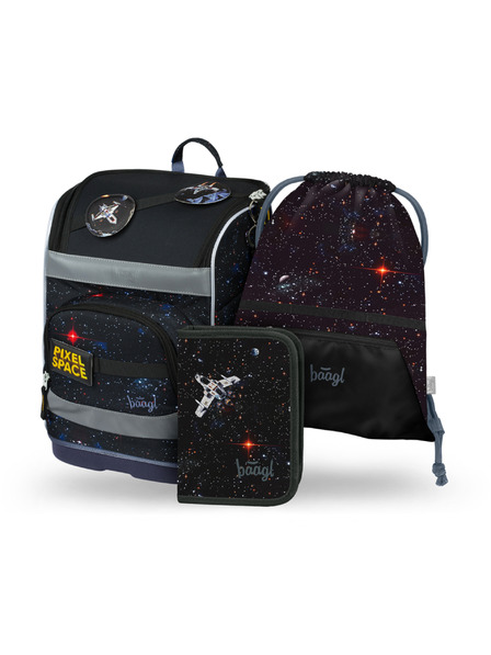 BAAGL  BAAGL SZETT 3 Zippy plus Pixel Space: iskolatáska, tolltartó, zacskó