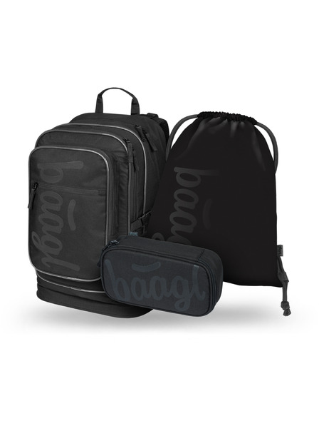 BAAGL  BAAGL SZETT 3 Cubic Uni fekete: hátizsák, tolltartó, zsák