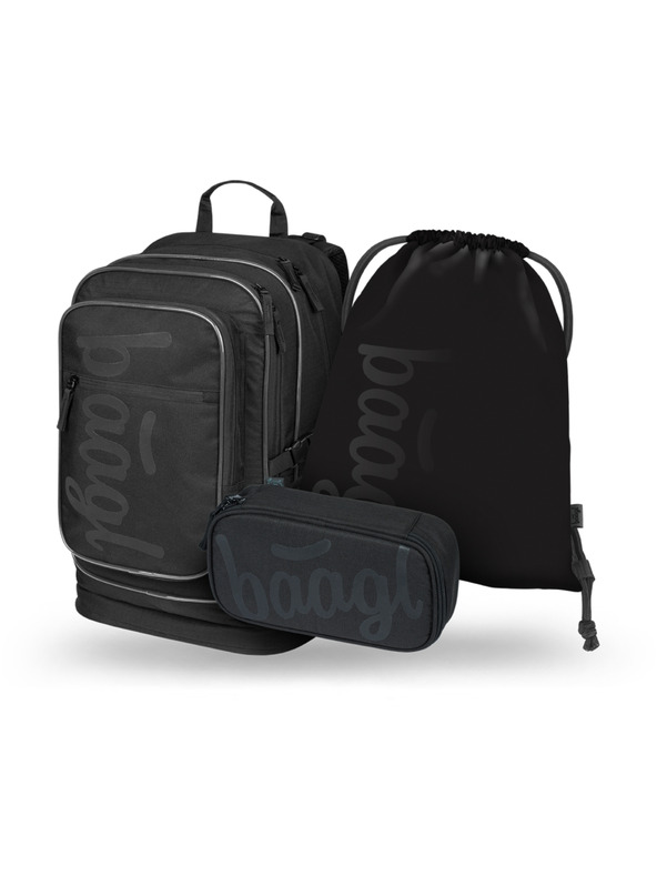 BAAGL  BAAGL SZETT 3 Cubic Uni fekete: hátizsák, tolltartó, zsák