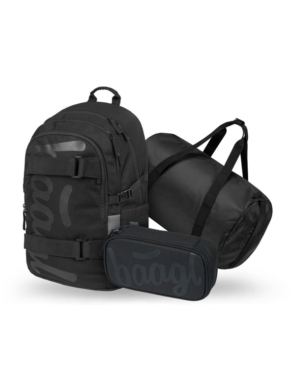 BAAGL  BAAGL SET 3 Skate Uni fekete: hátizsák, tolltartó, sporttáska
