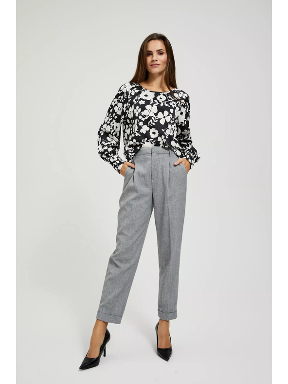 Moodo Fekete-fehér virágmintás blúz Moodo
