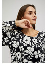 Moodo Fekete-fehér virágmintás blúz Moodo