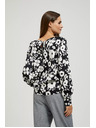 Moodo Fekete-fehér virágmintás blúz Moodo