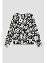 Moodo Fekete-fehér virágmintás blúz Moodo