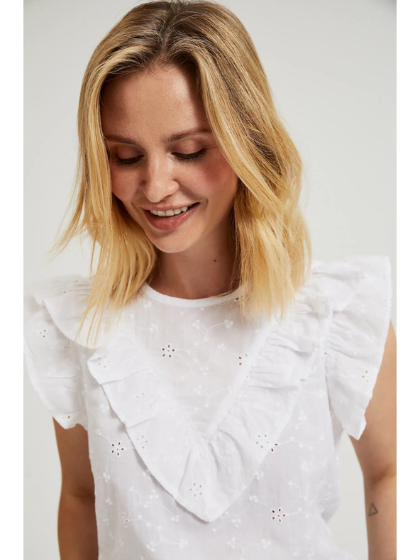 Moodo Fehér felső fodrokkal