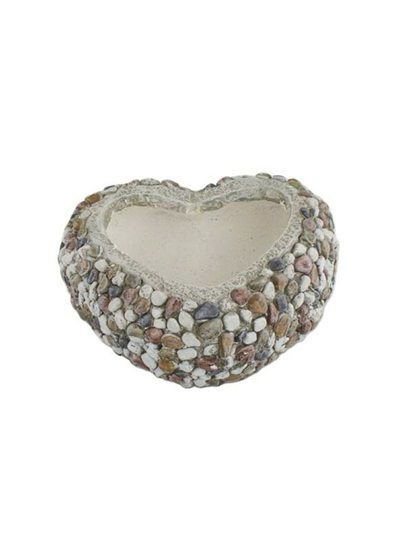 Casa de Engel Kerti virágcserép kövekkel - szív (polirezin), 0/3