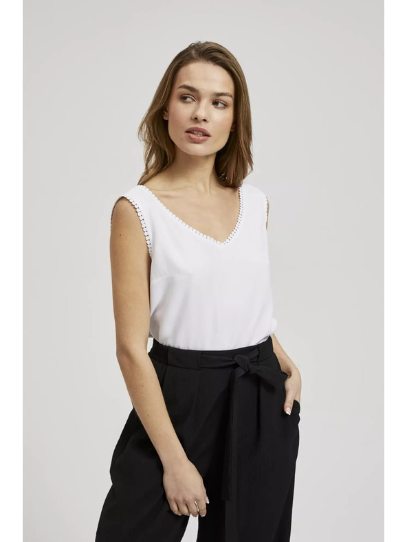 Moodo Fehér trikó díszítő szegéllyel