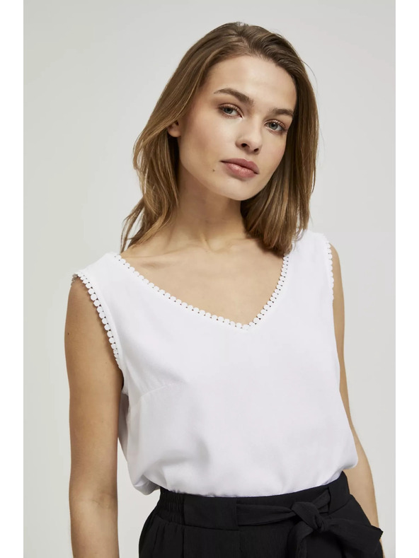 Moodo Fehér trikó díszítő szegéllyel