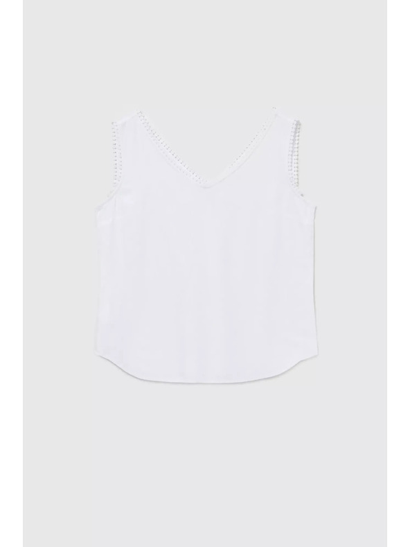 Moodo Fehér trikó díszítő szegéllyel