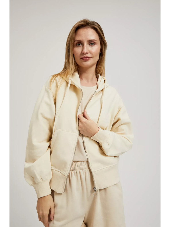 Moodo Krémes cipzáras pulóver