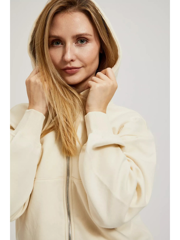 Moodo Krémes cipzáras pulóver