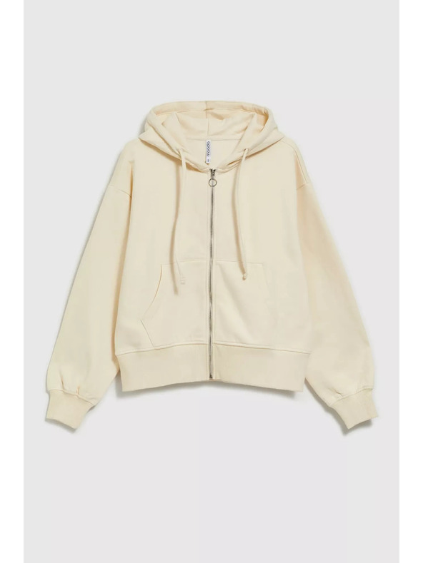 Moodo Krémes cipzáras pulóver