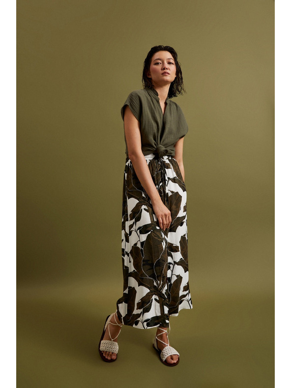 Moodo Khaki mintás bő szoknya