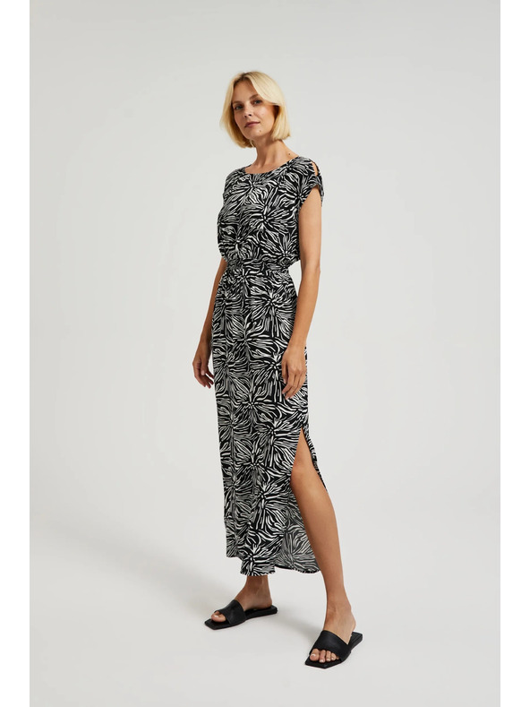 Moodo Mintás hosszú ruha hasítékkal