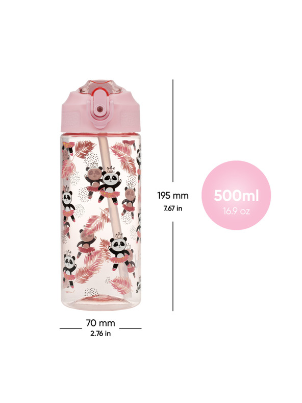 BAAGL  BAAGL Panda Tritán ivópalack szívószállal 500 ml