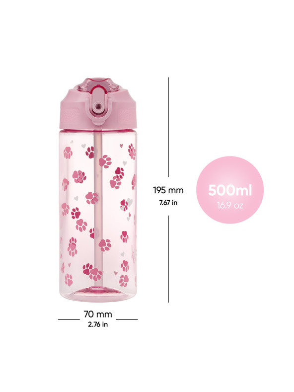 BAAGL  BAAGL Tritán ivópalack szívószállal Mancsok 500 ml