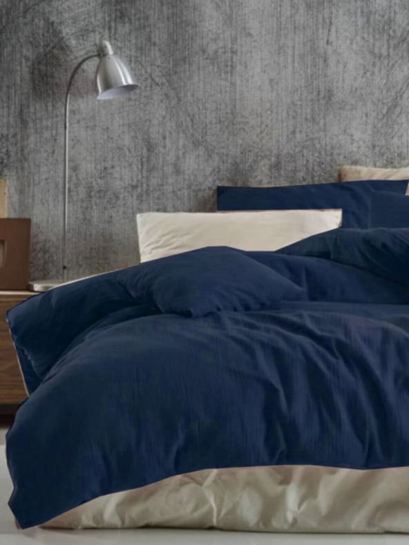 Kvalitex Muszlin ágynemű 140x200, 70x90 cm sötétkék Kvalitex