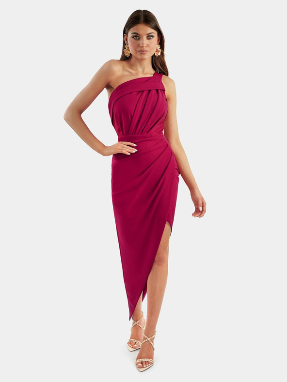 Edoti KARMINE midi ruha - fukszia