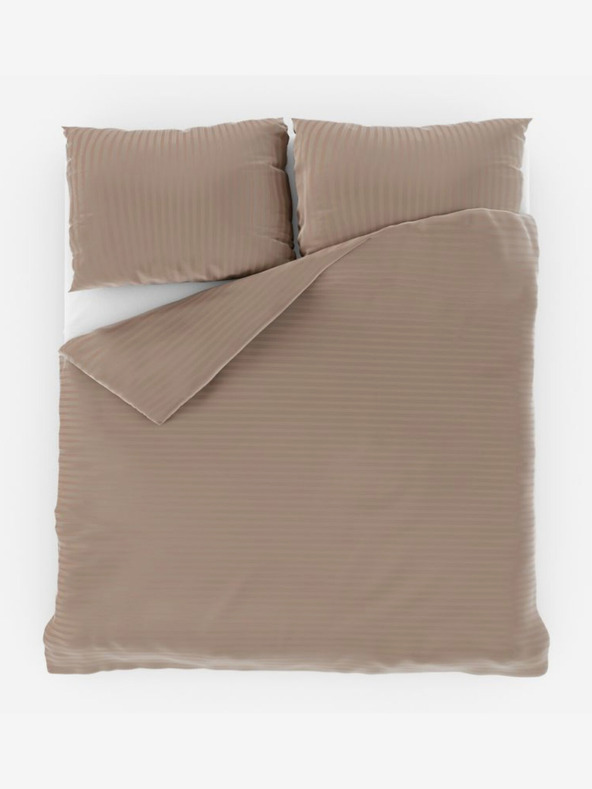 Kvalitex Francia szatén csíkos ágyneműhuzat 1+2, 240x200, 70x90cm bézs Kvalitex