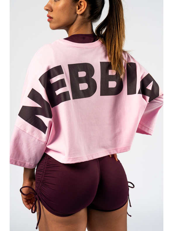 Nebbia Rózsaszín oversized crop póló NEBBIA JUST FLOW 431