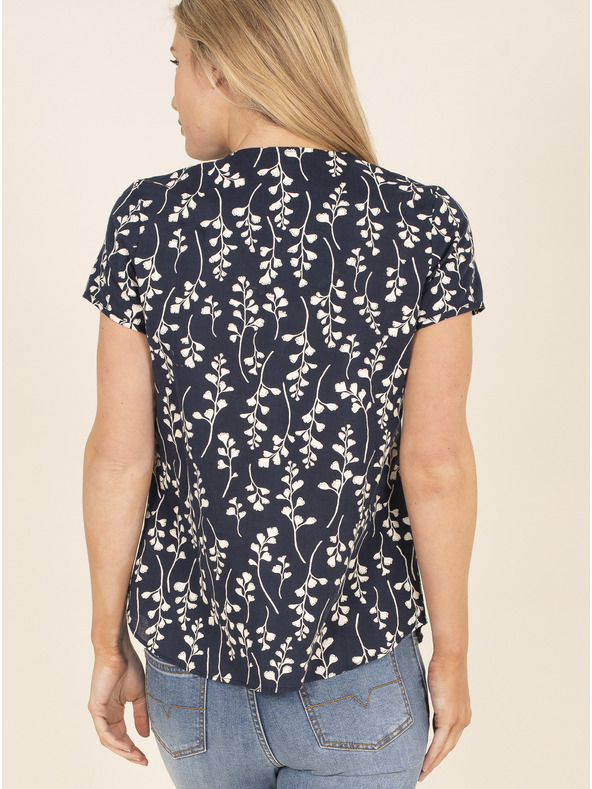 Brakeburn Sötétkék virágos vászonblúz Brakeburn