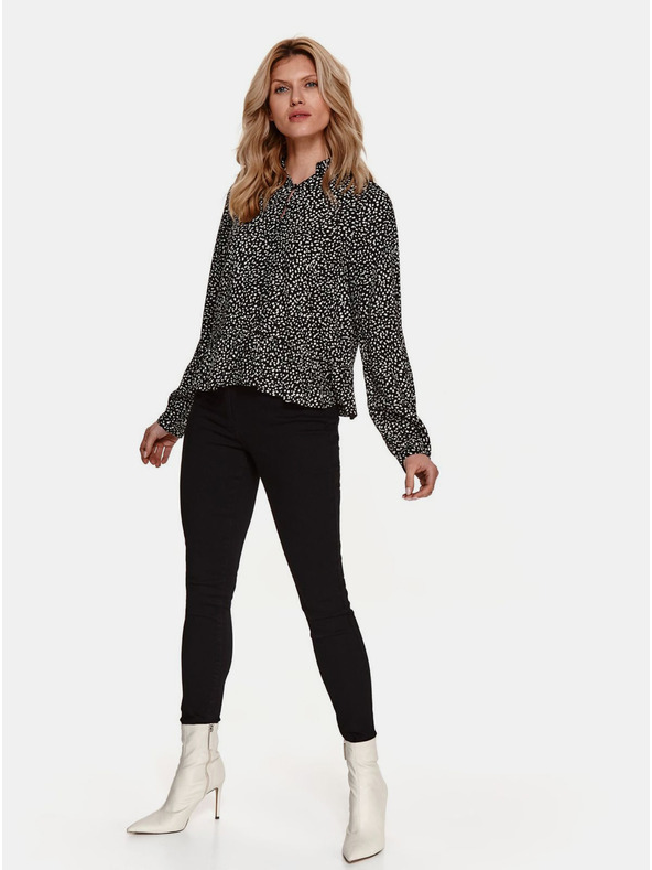 TOP SECRET Fekete mintás blúz gombokkal TOP SECRET