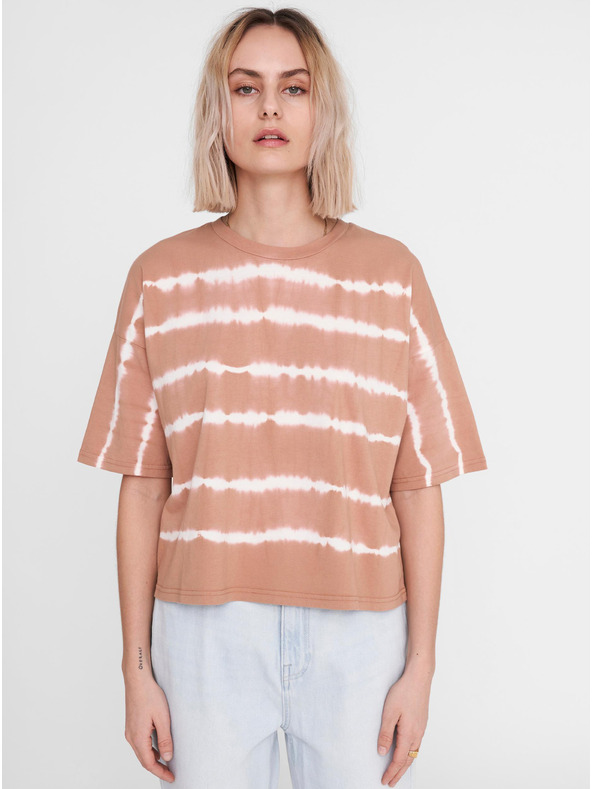 Noisy May Világosbarna mintás laza póló Noisy May Buster Noisy May Buster