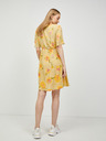 Pieces Sárga virágos csavart ruha nyakkendővel Pieces Tianna