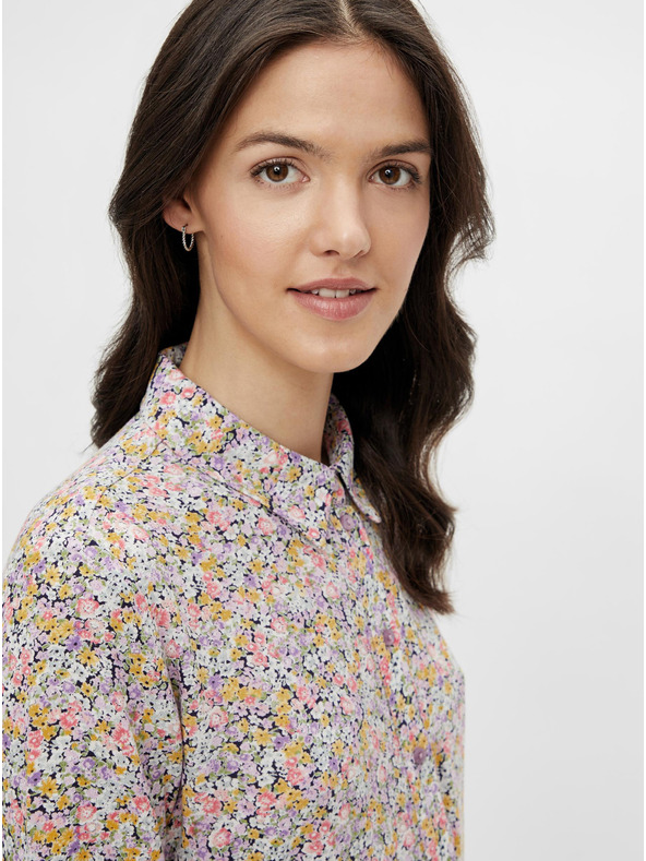 Pieces Sárga és lila virágos pólóruha Pieces Rilla