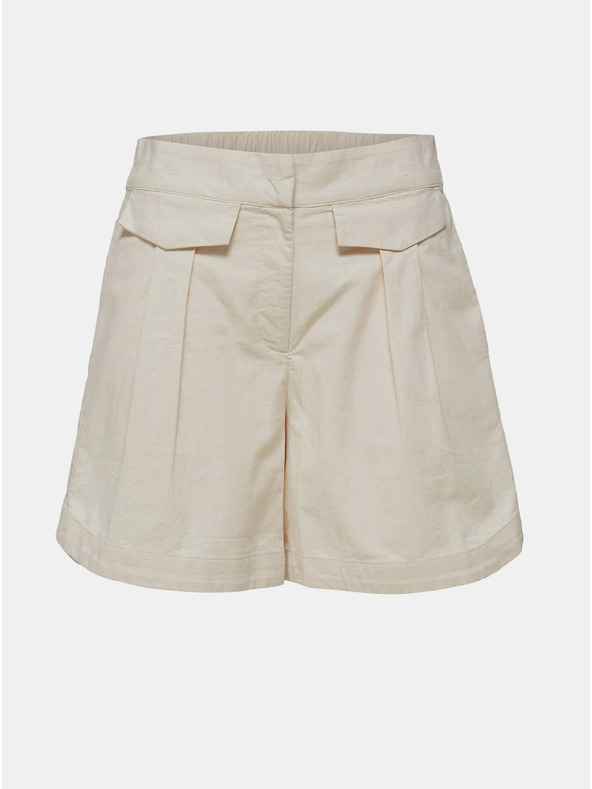 Selected Femme Krémszínű, magas derekú vászon rövidnadrág Selected Femme Cecilie