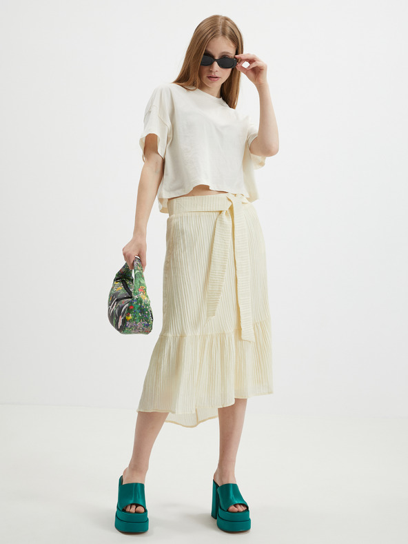 Vero Moda Krémszínű női midi szoknya VERO MODA Hajija Hajija