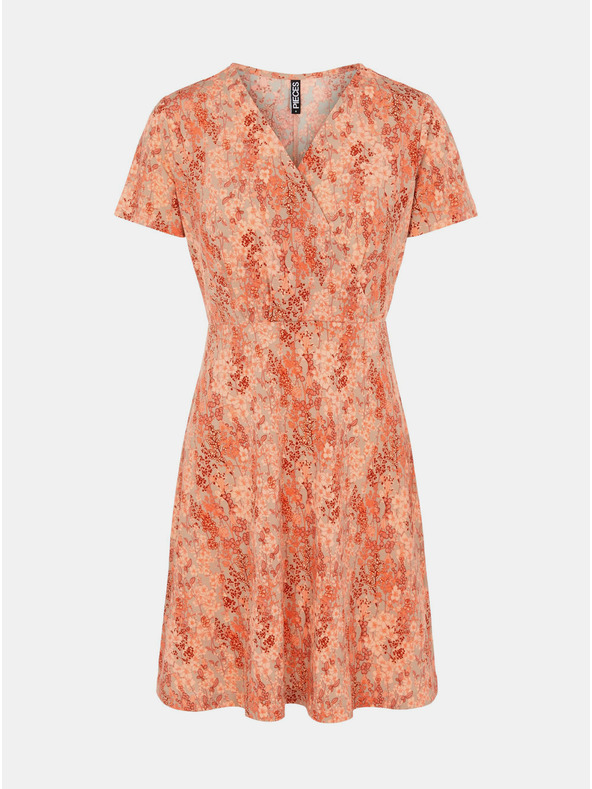Pieces Narancssárga virágos ruha Pieces Emanuelle