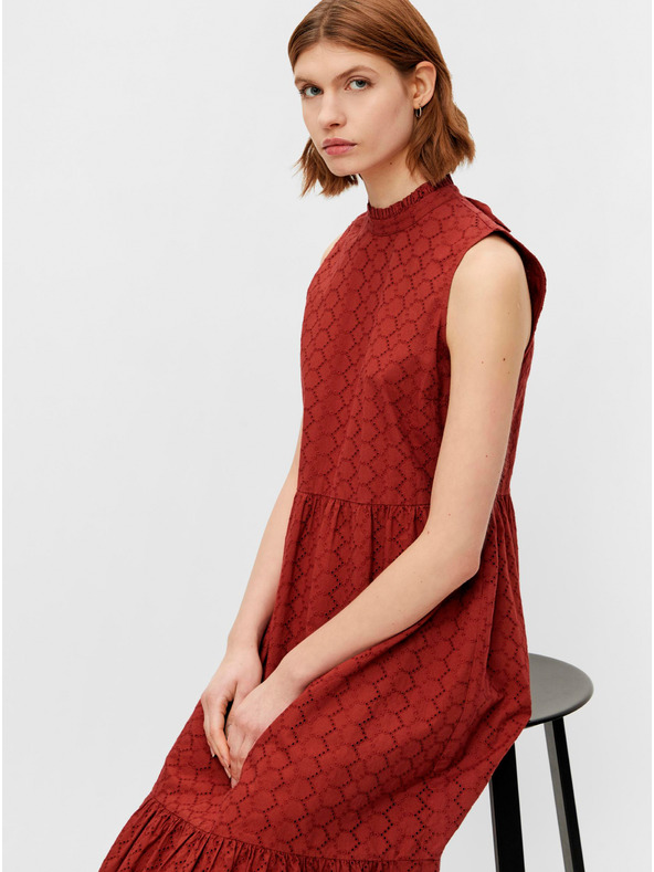 Pieces Barna mintás midi ruha állógallérral Pieces Lupin Lupin