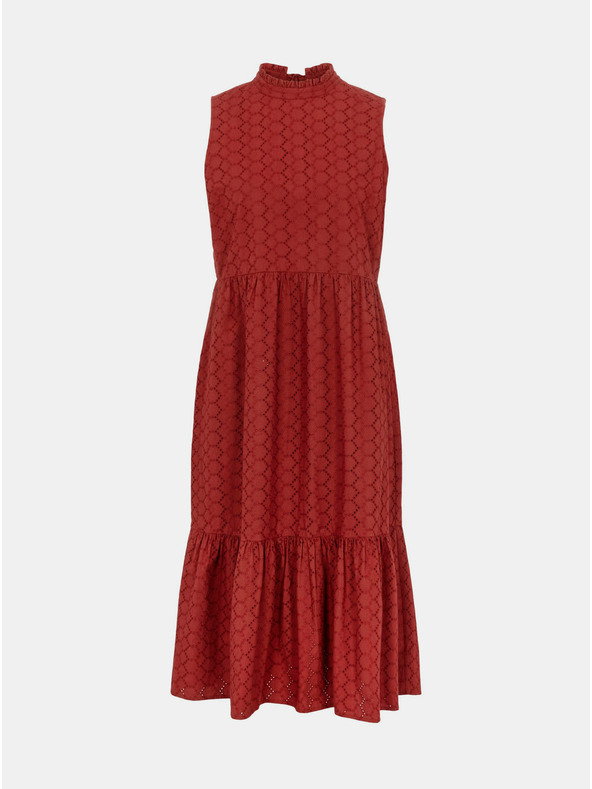 Pieces Barna mintás midi ruha állógallérral Pieces Lupin Lupin