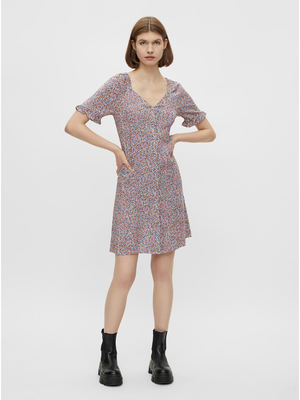 Pieces Lila virágos, megkötős ruha Pieces Timberly