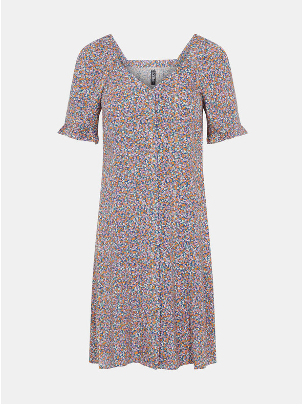 Pieces Lila virágos, megkötős ruha Pieces Timberly