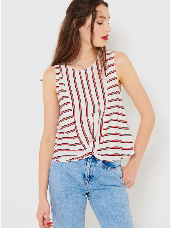 CAMAIEU Piros-fehér csíkos felső CAMAIEU