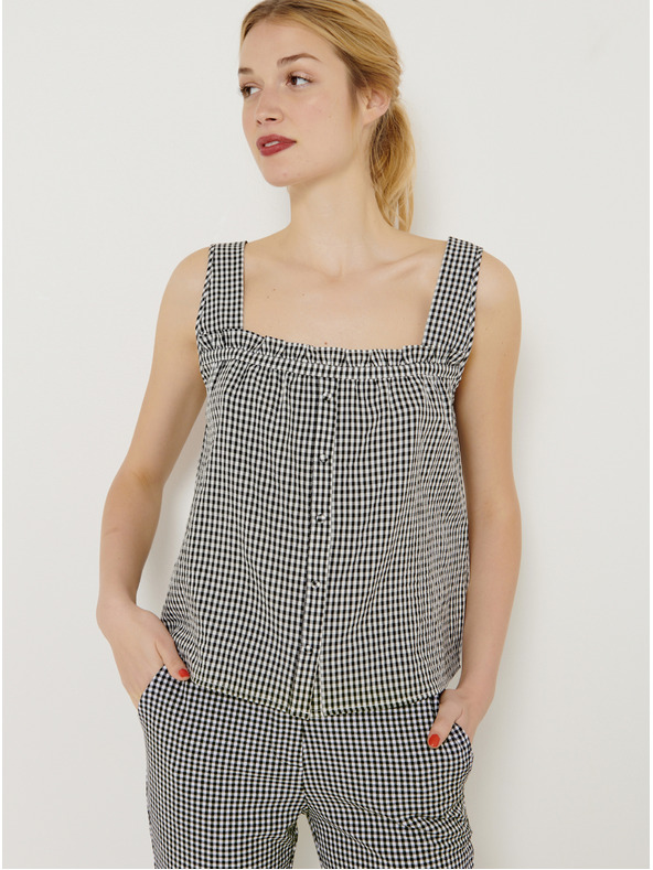 CAMAIEU Fekete kockás felső CAMAIEU