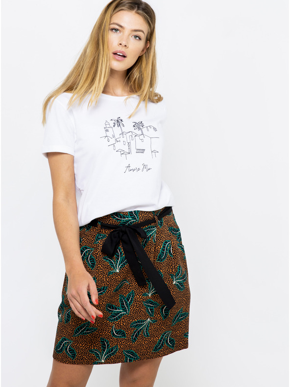 CAMAIEU Barna mintás szoknya CAMAIEU