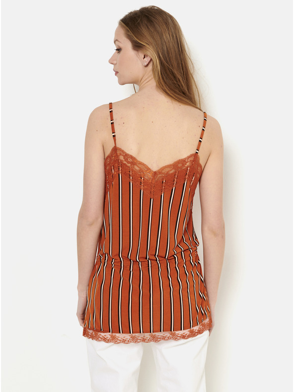 CAMAIEU Tégla csíkos felső díszes csipkével CAMAIEU