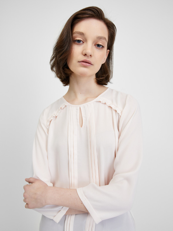CAMAIEU Krémszínű blúz háromnegyedes ujjakkal CAMAIEU