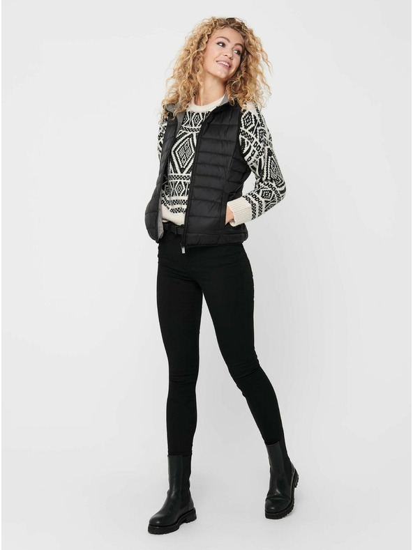 ONLY Fekete női steppelt kapucnis mellény ONLY New Tahoe