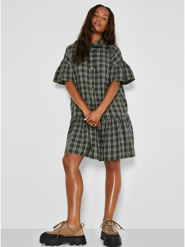 Noisy May Khaki színű kockás ingruha Noisy May Erik