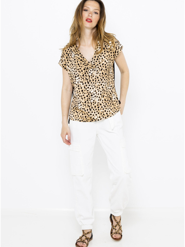 CAMAIEU Bézs színű blúz gepárdmintával CAMAIEU