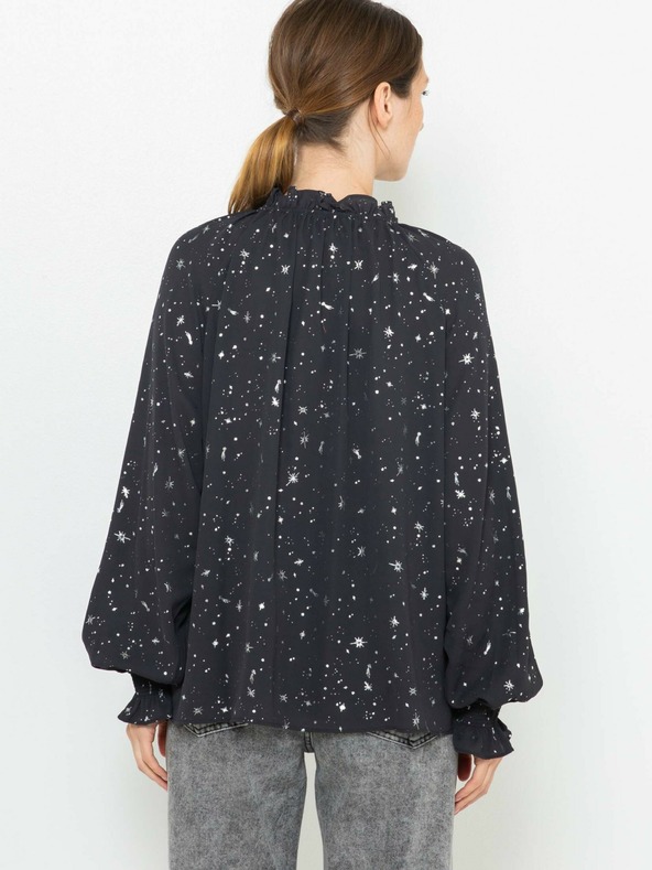 CAMAIEU Sötétszürke mintás laza blúz CAMAIEU